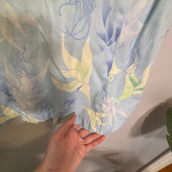Vtg Columbia Hawaiian Shirt Pastel Blue Tropical Outdoor Top L | Light Spring - Picture 5 of 7